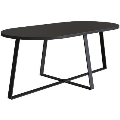 Mesa De Centro Retangular Artesano 90 Cm (largura) Em Mdp Bp Estrutura Metálica Em Aço Preto