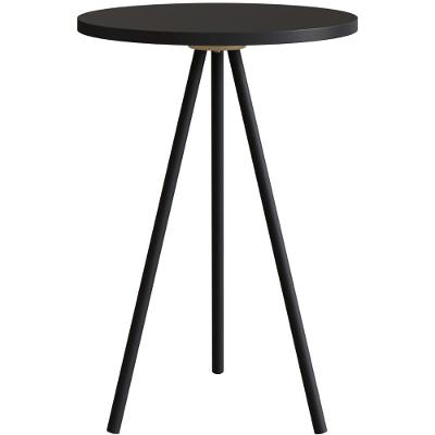Mesa Lateral Redonda Artesano 48,5 Cm (altura) Em Mdp Estrutura Metálica Em Aço Preto