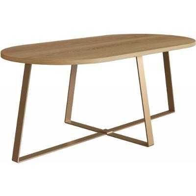 Mesa De Centro Retangular Artesano 90 Cm (largura) Em Mdp Bp Estrutura Metálica Em Aço Dourado