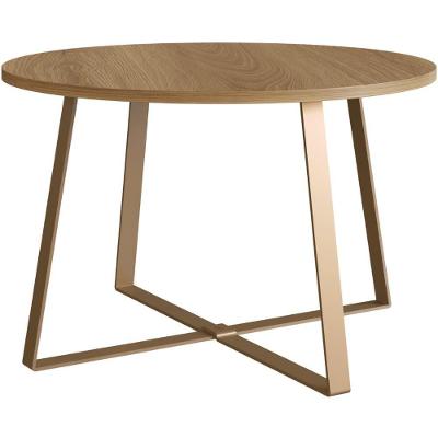 Mesa De Centro Redonda Artesano 60 Cm (largura) Em Mdp Bp Estrututa Metálica Em Aço Preto