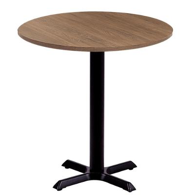Mesa ômega Em Ferro Preto Pintura 74 Cm (altura) Com Tampo Em Mdp Redonda 80 Cm Imbuia