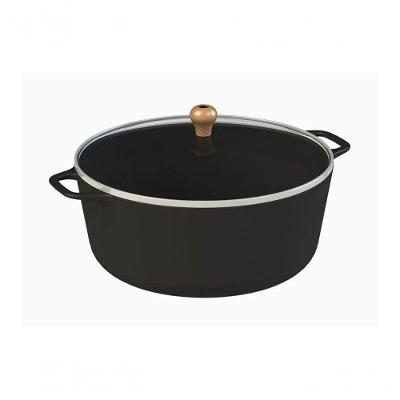 Caçarola Gourmet Ferro Fundido Tampa Vidro 26cm