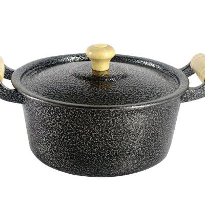 Caçarola Reta Craqueada de Alumínio Alça Madeira Preta 18cm