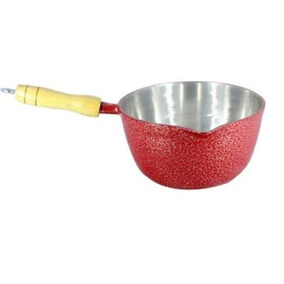 Caçarola Alumínio Craqueada Japi Cabo Madeira 14cm vermelho