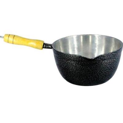 Caçarola Alumínio Craqueada Japi Cabo Madeira 16cm preto