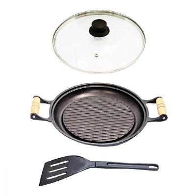 Chapa Grill Redonda Antiaderente Alça T/V 23X23Cm E Espátula.
