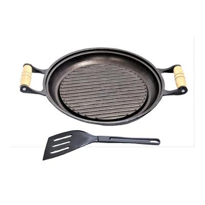 Chapa Grill Redonda Antiaderente Alça 23X23Cm E Espátula.