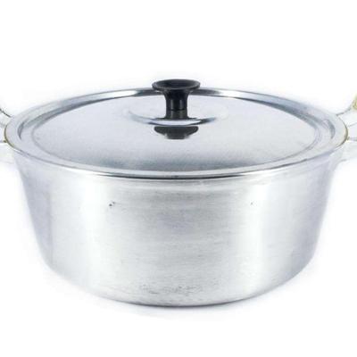 Caçarola Panela Reta Alumínio Polido Alça Madeira 24cm