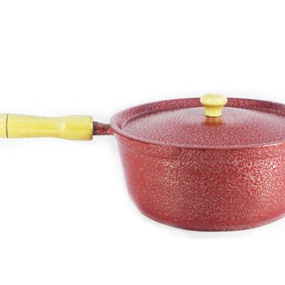 Caçarola de Alumínio Craqueada Cabo de Madeira Vermelha 22cm