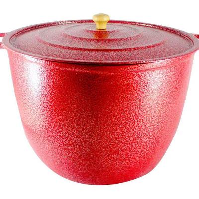 Caldeirão Alça Alumínio Craqueado Tampa 16,7L Vermelho 34cm
