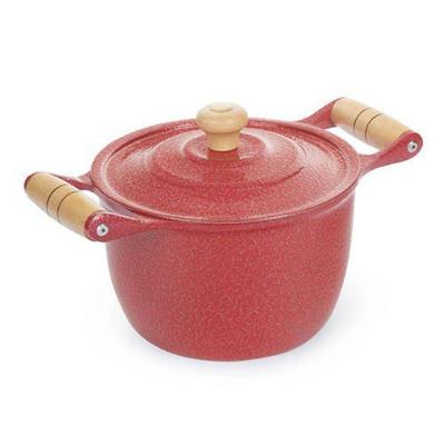 Caldeirão Alumínio Craqueado Alça de Madeira Vermelha 28cm