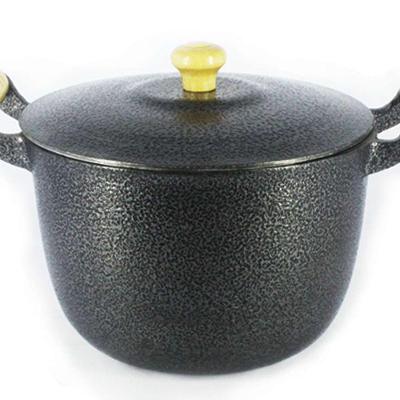 Caldeirão Alumínio Fundido Craqueado Alça Madeira Preto 28cm
