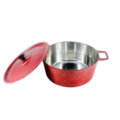 Caçarola Craqueada Alça Alumínio E Tampa 26Cm Vermelho