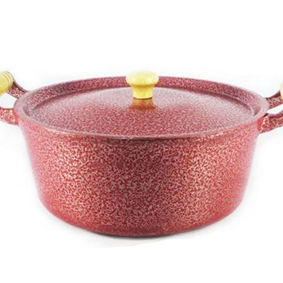 Caçarola Reta Craqueada Alumínio Alça Madeira Vermelha 18cm