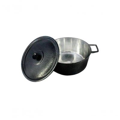 Caçarola Panela Craqueada Alça Alumínio E Tampa 34Cm Preto