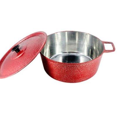 Caçarola Panela Craqueada Alça Alumínio Tampa 40cm Vermelho