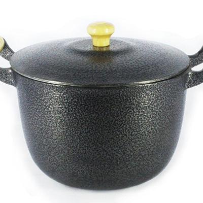 Caldeirão Alumínio Fundido Craqueado Alça de Madeira 14cm
