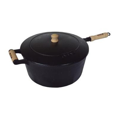 Caçarola De Ferro Com Cabo E Tampa De Ferro - 6 Lt