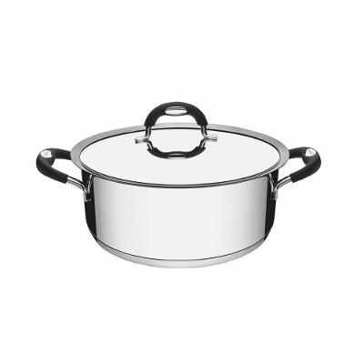 Caçarola Duo Silicone Rasa Em Aço Inox Tampa Alças Silicone