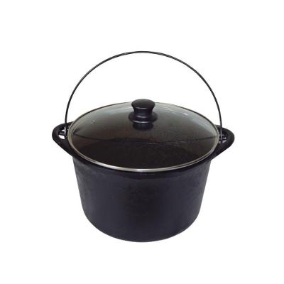 Panela Ferro Fundido Caldeirão Antigo Tampa Vidro 28Cm 6L.