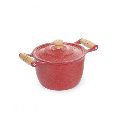 Caldeirão Alumínio Alça De Madeira 20Cm Vermelho