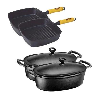 Jogo 2 Frigideira Cook Grill E 2 Caçarola Oval 5 Lts.