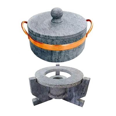 Fogareiro Réchaud G E Caçarola 800Ml Alça Cobre Pedra Sabão.