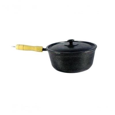 Caçarola De Alumínio Craqueada Cabo De Madeira 22Cm Preto