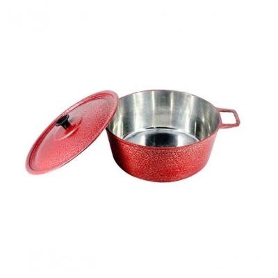 Caçarola Craqueada Alça Alumínio E Tampa 34Cm Vermelho