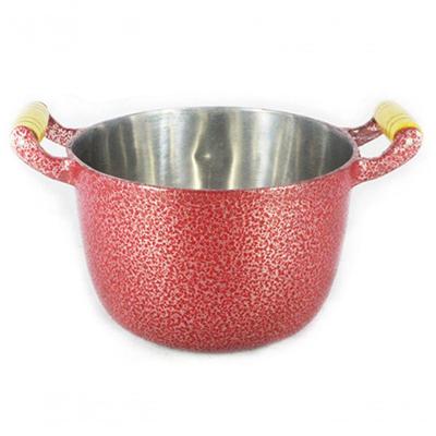 Caldeirão Alumínio Alça De Madeira 18Cm Vermelho