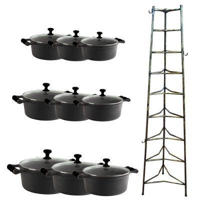Jogo Caçarola De Silicone Preto T/V 16 Ao 32Cm E Paneleiro