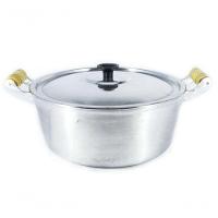 Caçarola Panela Reta Alumínio Polido Alça Madeira 36Cm - 1