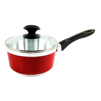 Caçarola Panela Alumínio Usinado Com Tampa Vermelho Cb 22Cm