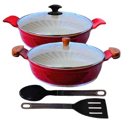 Jogo Frigideiras Antiaderente Marmorizado Aaeam 30Cm T02 N04