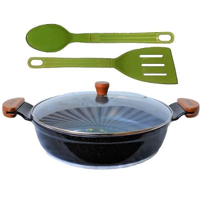 Frigideira Preto Liso Antiaderente Cerâmica Talher 04 Am30Cm.