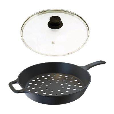 Frigideira Assadeira Grill Furada De Ferro Fundido T/v 30cm.
