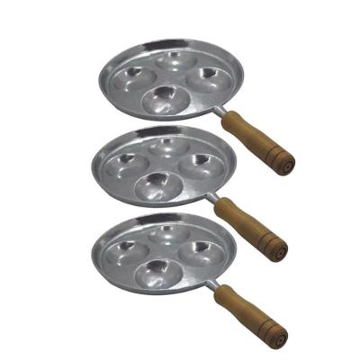 Kit 3 Frigideiras Multi-Ovo Frita 4 Ovos Em Alumínio Batido.
