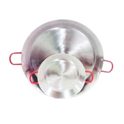 Paellera Tacho Aço Inox 2Mm 6 Litros 45Cm Alça Vermelha