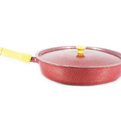 Frigideira Alumínio Craqueada Cabo De Madeira 20cm Vermelho