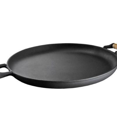 Frigideira Paella Ferro Fundido Sem Tampa Alças Madeira 48cm