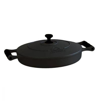Frigideira Com Alças De Silicone Preto Tampa De Ferro 28 Cm.