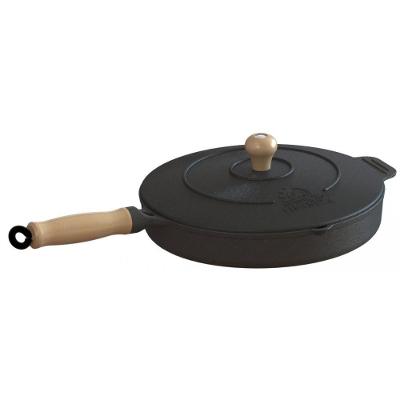 Frigideira Ferro Fundido Com Tampa Cabo Madeira 1,3 Lts 22Cm.