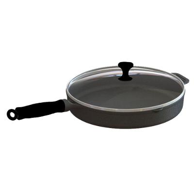 Frigideira com Cabo de Silicone Preto e Tampa Vidro 22cm.