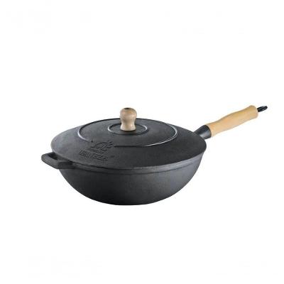 Panela Frigideira Wok Em Ferro Fundido Com Tampa 28 Cm.