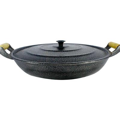 Frigideira Alumínio Craqueada Alça Madeira Preta 36cm