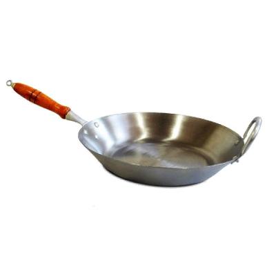 Frigideira Aço Carbono 2mm Cabo Madeira Fritura 2300ml 30cm.