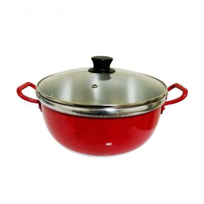 Panela Avulsa Caldeirão 5.3l Tampa De Vidro Vermelho Pig