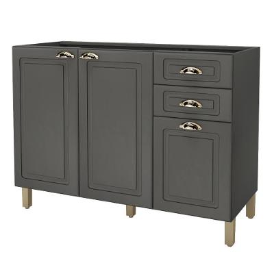 Balcão Pia 120Cm 3 Portas 2 Gavetas Indekes Firenze Cinza