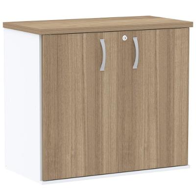 Armário Baixo Pe25 Pandin 80 Cm (Largura) Em Mdp Noce Naturalle E Branco Com Duas Portas