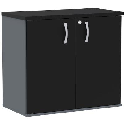 Armário Baixo Pe25 Pandin 80 Cm (Largura) Em Mdp Grafito E Preto Com Duas Portas